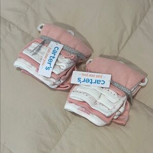 Carter's Soft Pink and White Baby Girl Washcloth 2 Sets of 6